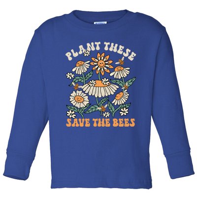 Hippie Wildflower Planet Save Environt Earth Day Groovy Gift Toddler Long Sleeve Shirt