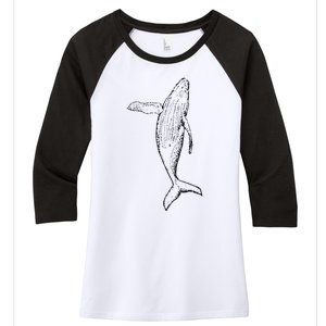 Humpback Whale | Playful And The Whales Women's Tri-Blend 3/4-Sleeve Raglan Shirt