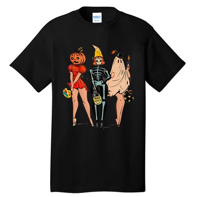 Halloween Witch Pin Up Retro Vintage Pumpkin Women Tall T-Shirt