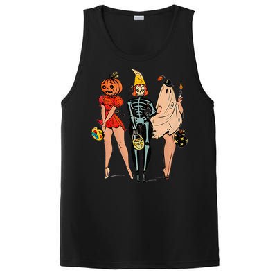 Halloween Witch Pin Up Retro Vintage Pumpkin Women PosiCharge Competitor Tank