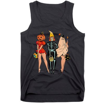 Halloween Witch Pin Up Retro Vintage Pumpkin Women Tank Top