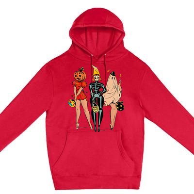 Halloween Witch Pin Up Retro Vintage Pumpkin Women Premium Pullover Hoodie