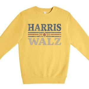 Harris Waltz2024 Retro Stripe Kamala Harris Tim Waltz 24 Premium Crewneck Sweatshirt