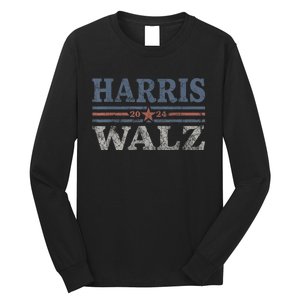 Harris Waltz2024 Retro Stripe Kamala Harris Tim Waltz 24 Long Sleeve Shirt