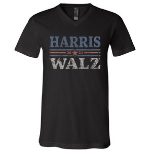 Harris Waltz2024 Retro Stripe Kamala Harris Tim Waltz 24 V-Neck T-Shirt