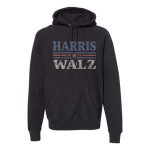 Harris Waltz2024 Retro Stripe Kamala Harris Tim Waltz 24 Premium Hoodie