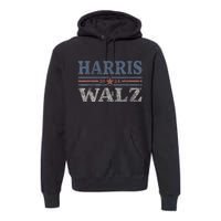 Harris Waltz2024 Retro Stripe Kamala Harris Tim Waltz 24 Premium Hoodie