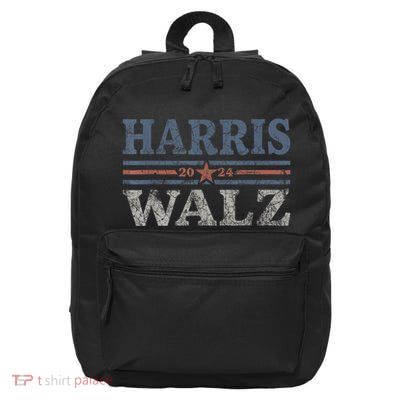 Harris Waltz2024 Retro Stripe Kamala Harris Tim Waltz 24 16 in Basic Backpack