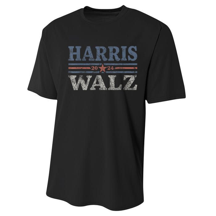 Harris Waltz2024 Retro Stripe Kamala Harris Tim Waltz 24 Performance Sprint T-Shirt