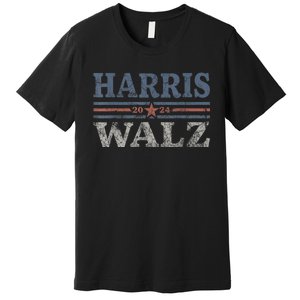 Harris Waltz2024 Retro Stripe Kamala Harris Tim Waltz 24 Premium T-Shirt