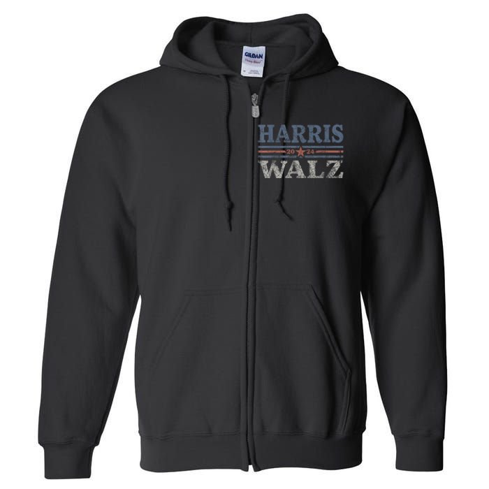 Harris Waltz2024 Retro Stripe Kamala Harris Tim Waltz 24 Full Zip Hoodie