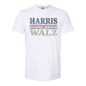 Harris Waltz2024 Retro Stripe Kamala Harris Tim Waltz 24 Softstyle CVC T-Shirt