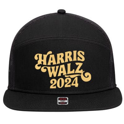 Harris Walz Retro Cursive Premium 7 Panel Mesh Trucker Snapback Hat