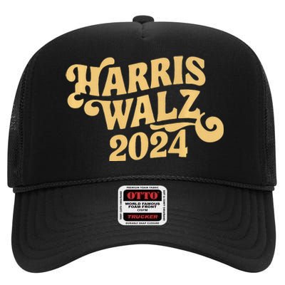 Harris Walz Retro Cursive Premium High Crown Mesh Back Trucker Hat