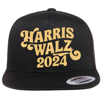 Harris Walz Retro Cursive Premium Flat Bill Trucker Hat