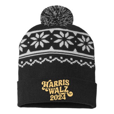 Harris Walz Retro Cursive Premium USA-Made Snowflake Beanie