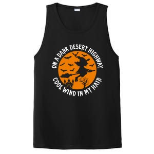 Halloween Witch Riding Broom On A Dark Desert Highway Gift PosiCharge Competitor Tank