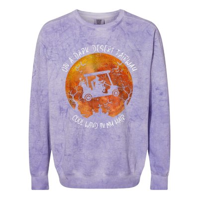 Halloween Witch Riding Golf Cart On A Dark Desert Fairway Colorblast Crewneck Sweatshirt