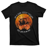 Halloween Witch Riding Golf Cart On A Dark Desert Fairway T-Shirt