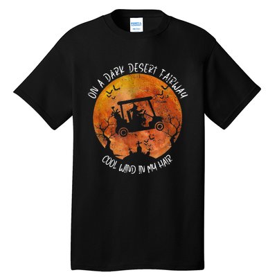 Halloween Witch Riding Golf Cart On A Dark Desert Fairway Tall T-Shirt