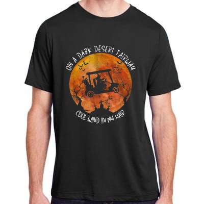 Halloween Witch Riding Golf Cart On A Dark Desert Fairway Adult ChromaSoft Performance T-Shirt