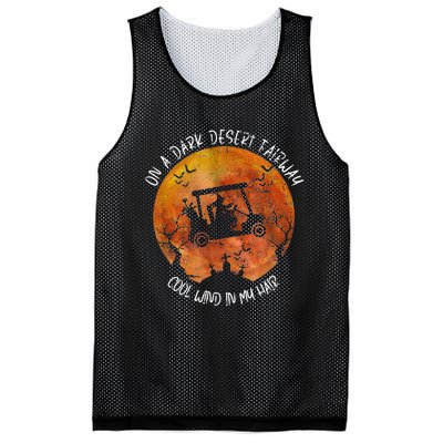 Halloween Witch Riding Golf Cart On A Dark Desert Fairway Mesh Reversible Basketball Jersey Tank