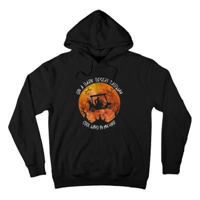 Halloween Witch Riding Golf Cart On A Dark Desert Fairway Tall Hoodie