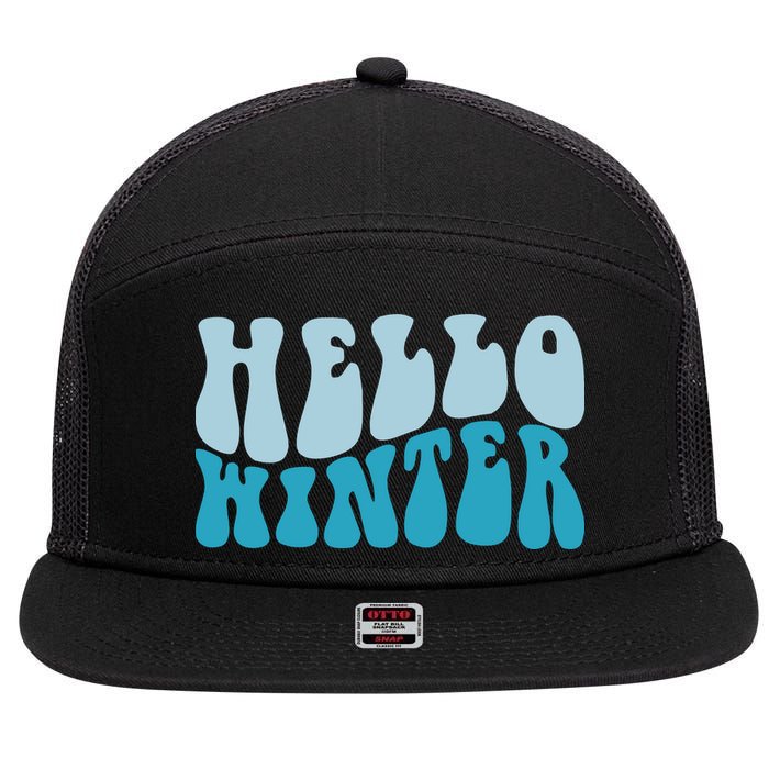 Hello Winter Retro 7 Panel Mesh Trucker Snapback Hat