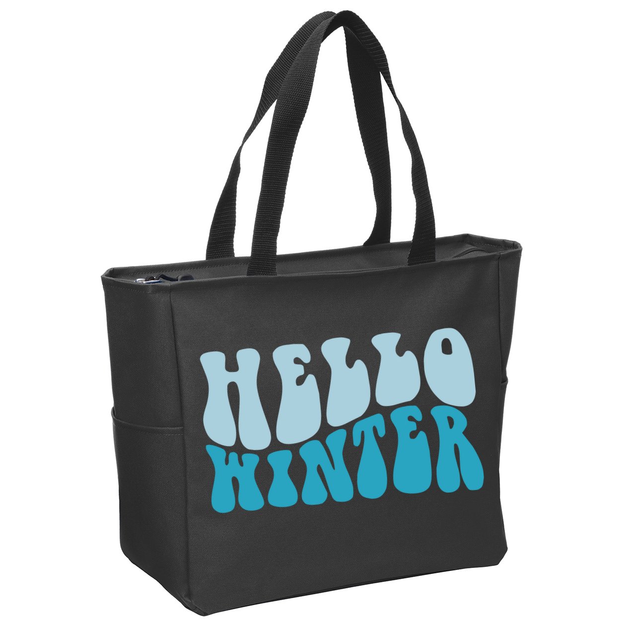 Hello Winter Retro Zip Tote Bag