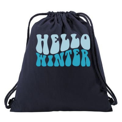 Hello Winter Retro Drawstring Bag