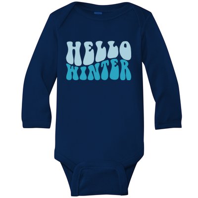 Hello Winter Retro Baby Long Sleeve Bodysuit