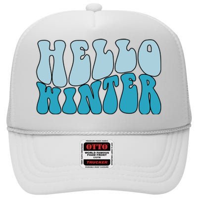 Hello Winter Retro High Crown Mesh Back Trucker Hat