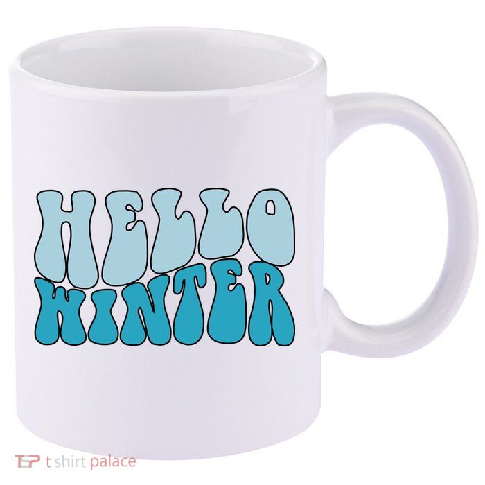 Hello Winter Retro 11oz C Handle Ceramic Mug