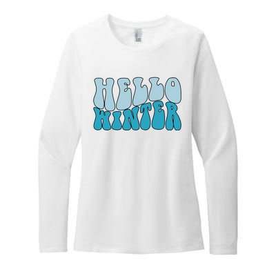 Hello Winter Retro Womens CVC Long Sleeve Shirt