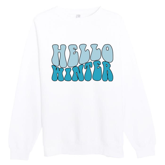 Hello Winter Retro Premium Crewneck Sweatshirt