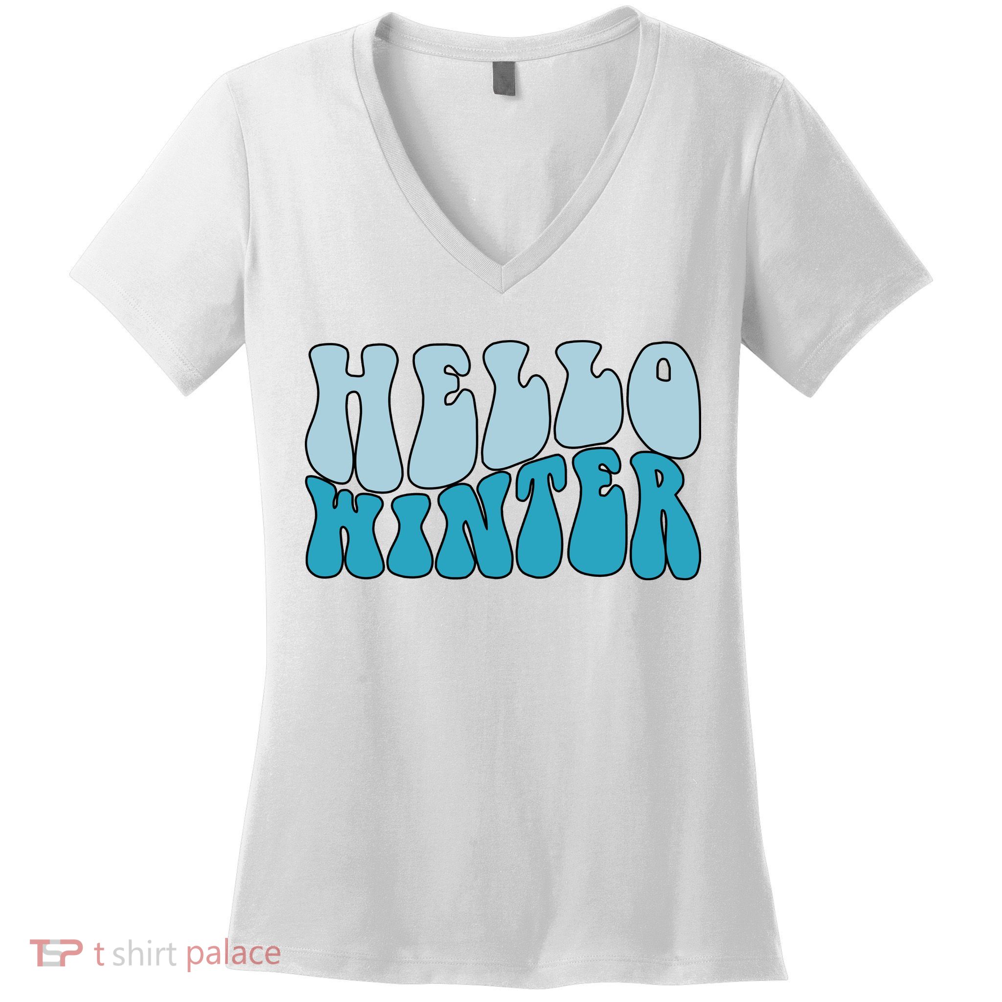 Hello Winter Retro Women's V-Neck T-Shirt