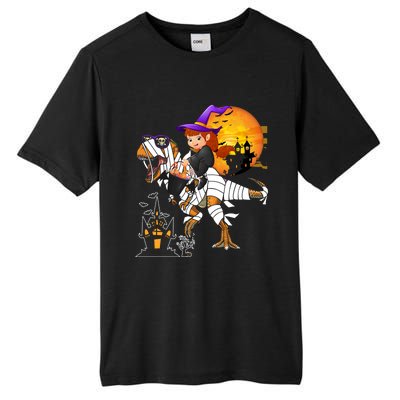 Halloween Witch Riding Mummy TRex Matching TRex Lover Gift Tall Fusion ChromaSoft Performance T-Shirt