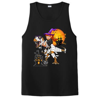 Halloween Witch Riding Mummy TRex Matching TRex Lover Gift PosiCharge Competitor Tank