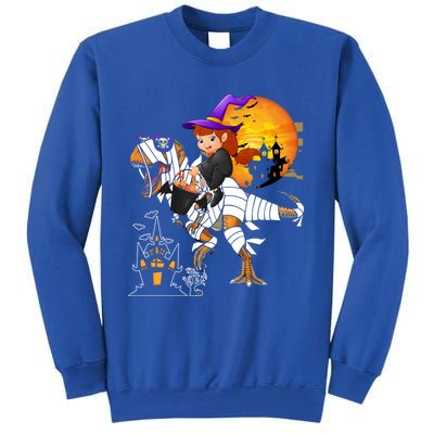 Halloween Witch Riding Mummy TRex Matching TRex Lover Gift Sweatshirt