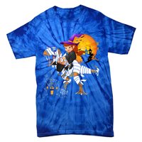 Halloween Witch Riding Mummy TRex Matching TRex Lover Gift Tie-Dye T-Shirt