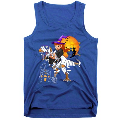 Halloween Witch Riding Mummy TRex Matching TRex Lover Gift Tank Top