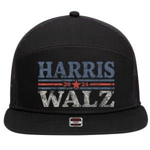 Harris Waltz2024 Retro Stripe Kamala Harris Tim Waltz 24 7 Panel Mesh Trucker Snapback Hat