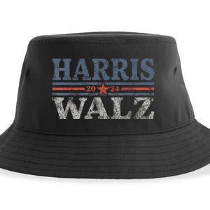 Harris Waltz2024 Retro Stripe Kamala Harris Tim Waltz 24 Sustainable Bucket Hat