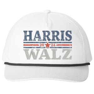 Harris Waltz2024 Retro Stripe Kamala Harris Tim Waltz 24 Snapback Five-Panel Rope Hat