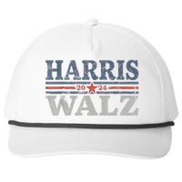 Harris Waltz2024 Retro Stripe Kamala Harris Tim Waltz 24 Snapback Five-Panel Rope Hat