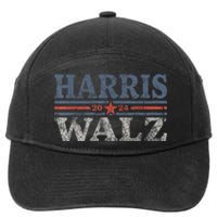 Harris Waltz2024 Retro Stripe Kamala Harris Tim Waltz 24 7-Panel Snapback Hat