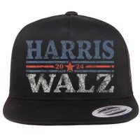 Harris Waltz2024 Retro Stripe Kamala Harris Tim Waltz 24 Flat Bill Trucker Hat