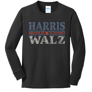 Harris Waltz2024 Retro Stripe Kamala Harris Tim Waltz 24 Kids Long Sleeve Shirt