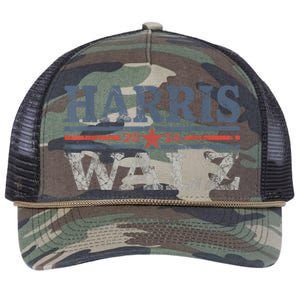 Harris Waltz2024 Retro Stripe Kamala Harris Tim Waltz 24 Retro Rope Trucker Hat Cap