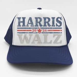 Harris Waltz2024 Retro Stripe Kamala Harris Tim Waltz 24 Trucker Hat